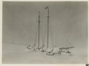 Image of Bowdoin in winter quarters - Flying flag of Winthrop Yacht Club